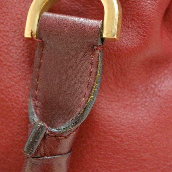 Auth Chloe Marcie Medium Shoulder Bag Leather Red - Picture 6 of 15